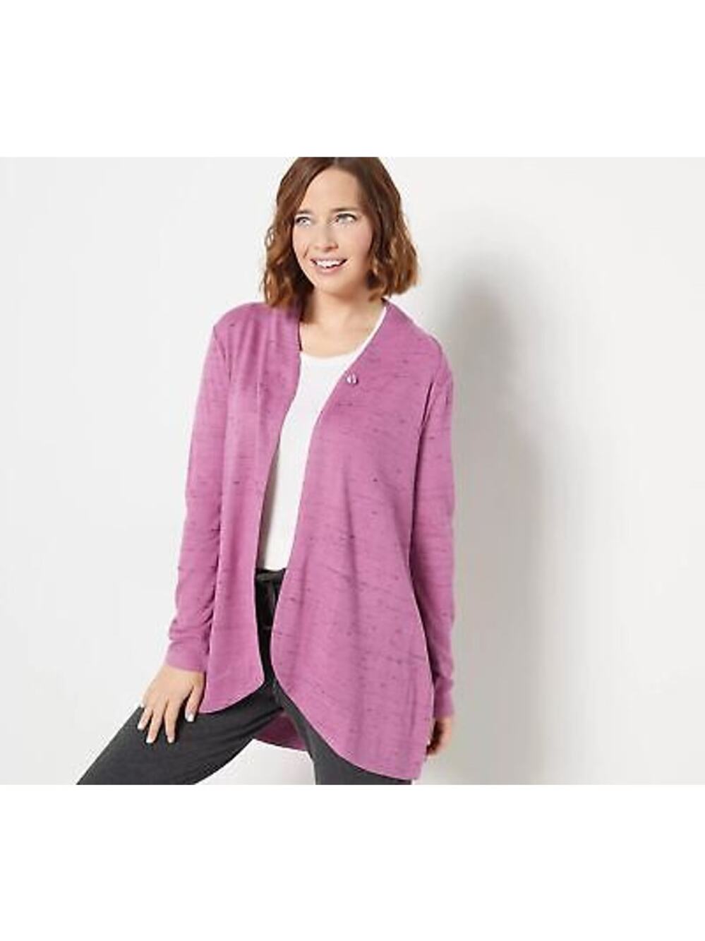 Logo Lounge Lori Goldstein Purple Cocoon Cardigan Sweater Women's Size XL